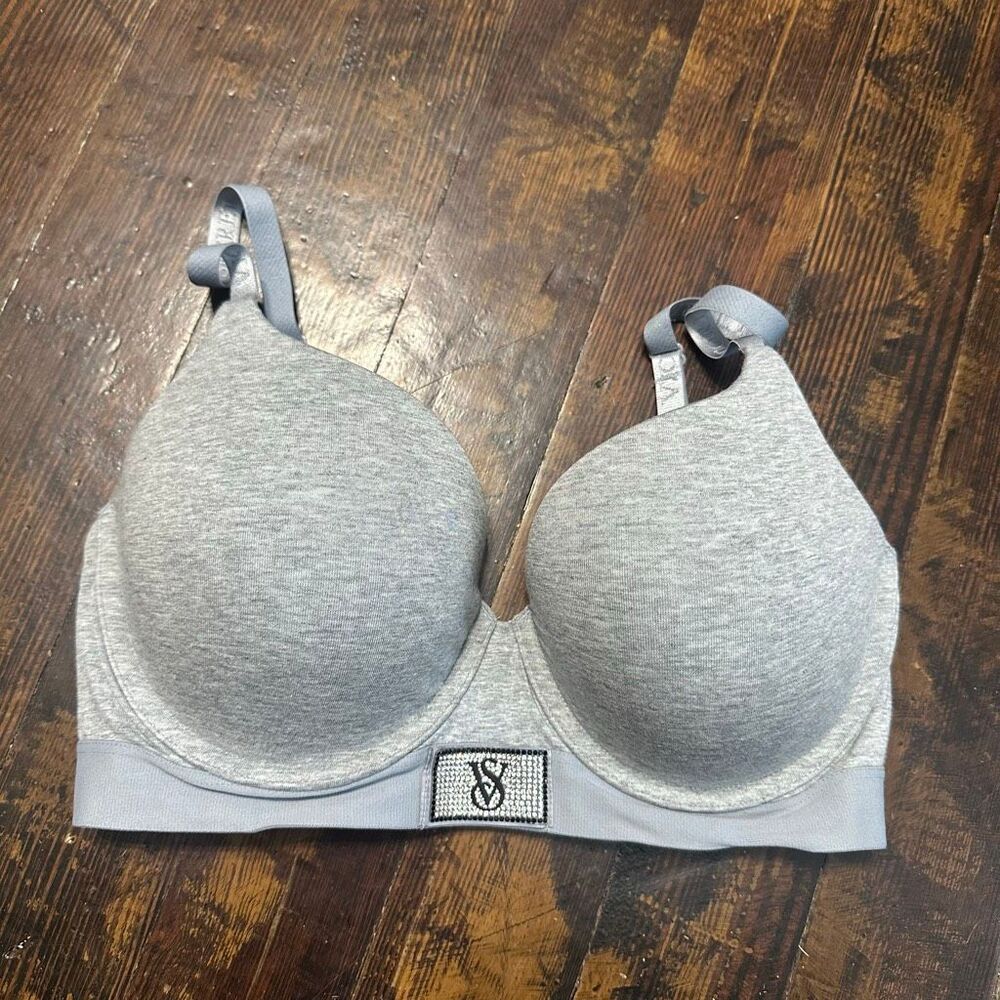Victoria’s Secret gray Pushup 34DD bling bra